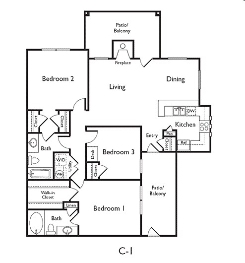 3 Bed/2 Bath 2069 floor plan